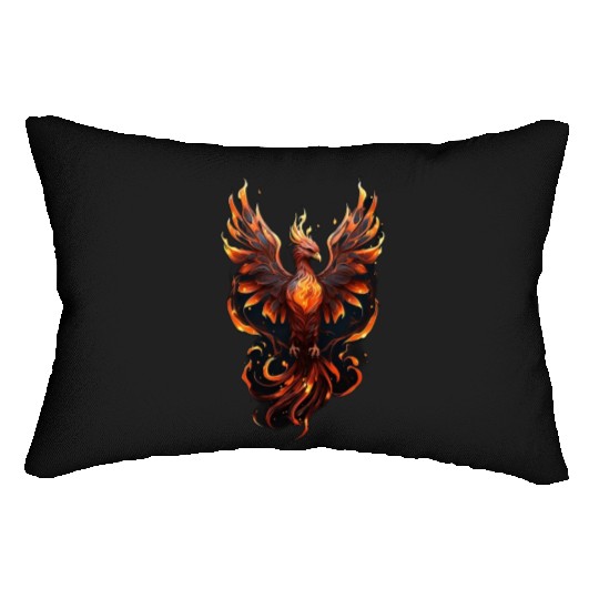 Fiery Phoenix Tattoo Design - Flight of Rebirth Lumbar Pillows