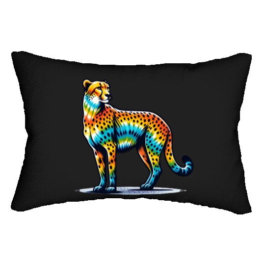 Tie Dye Cheetah Colorful Hippie Wildcat Lumbar Pillows