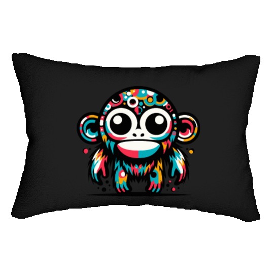 Chromatic Chimp: A Spectrum of Wonder Lumbar Pillows