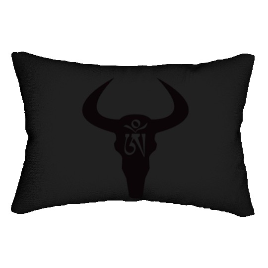 Wild yak skull with Tibetan inscriptions Lumbar Pillows