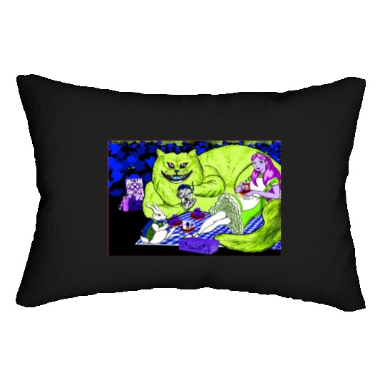 Alice in Picnic land Black (Light Version) Lumbar Pillows