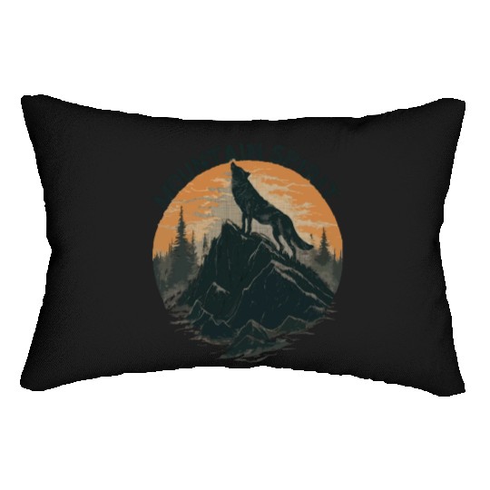 Mountain Majesty Wolf Howling on the Peak Lumbar Pillows