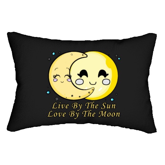 Live By The Sun Love By The Moon, Cartoon Sun Moon Lumbar Pillows