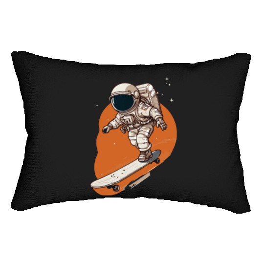 skateboarding astronaut Lumbar Pillows