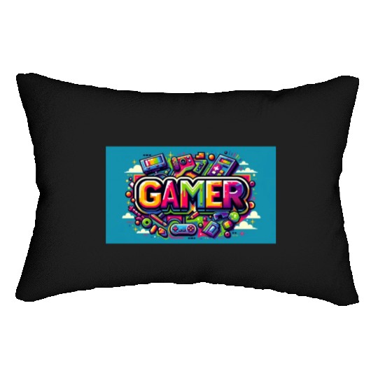 Neon Arcade Retro Gamer Lumbar Pillows