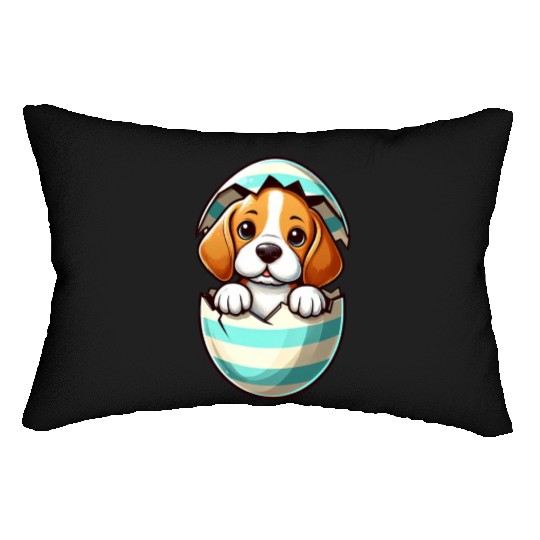 Colorful Beagle Dog Easter Egg Hatching Design Lumbar Pillows