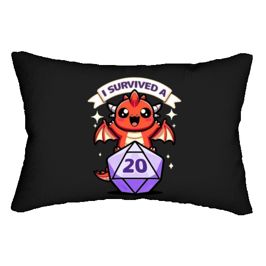Kawaii Dragon - I Survived A Critical Hit Lumbar Pillows