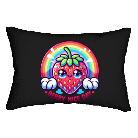 Cute Strawberry, Strawberry Lover, Rainbow Berry Lumbar Pillows