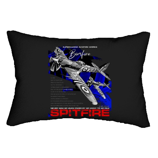 Spitfire Vintage English WW2 Fighter Aircraft Lumbar Pillows