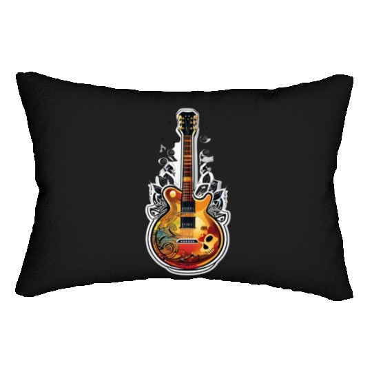 Rock Roll style guitar for those who love music Lumbar Pillows