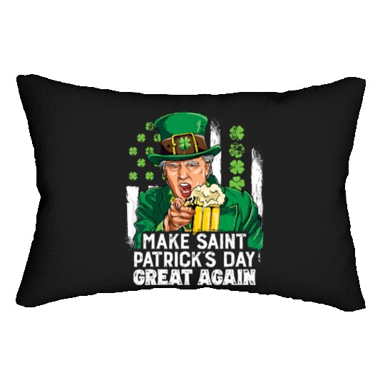 Funny Trump 2024 Make St Patrick's Day Great Again Lumbar Pillows
