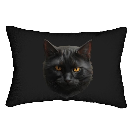 black cat face Lumbar Pillows