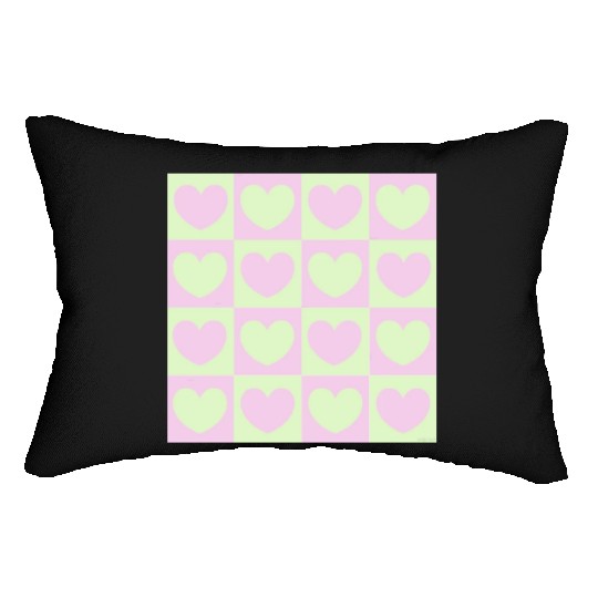 Cute Heart pattern- pink and green color theme Lumbar Pillows