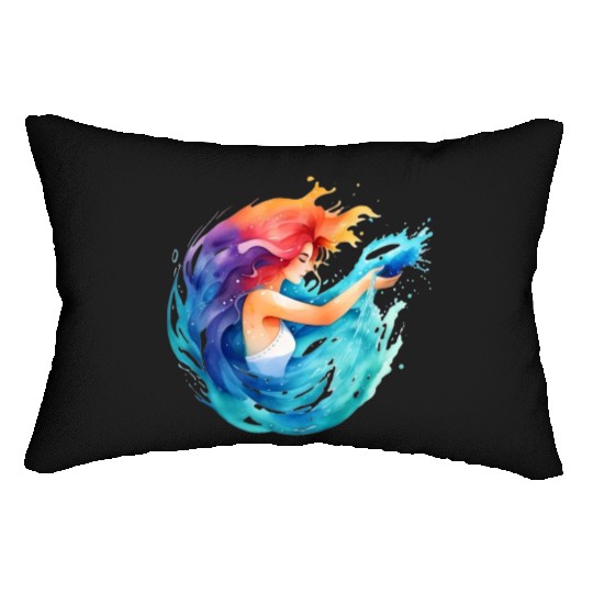 Color splash zodiac: Aquarius Lumbar Pillows