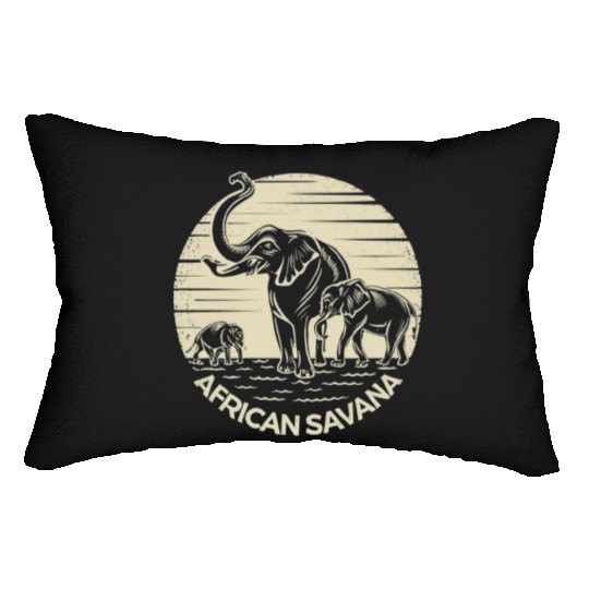 African Savana Elephants Lumbar Pillows