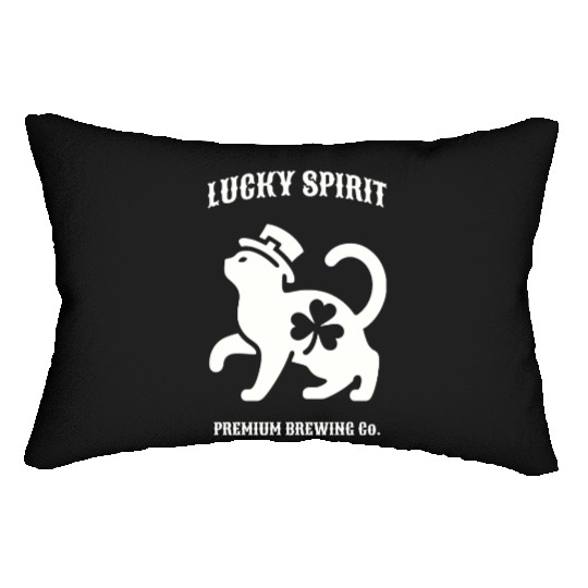St Patricks Lucky cat Green Lumbar Pillows
