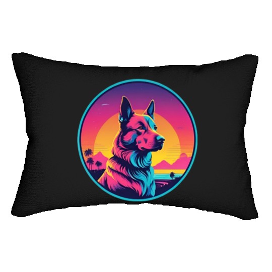 Synthwave German Shepherd 1 Lumbar Pillows
