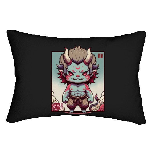 Chibi Oni Spirit: Japanese Mythology-Inspired Lumbar Pillows