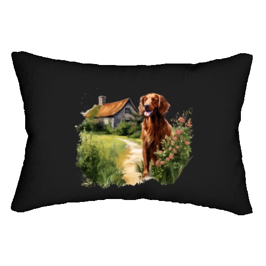 Irish Setter Emerald Dog Cottagecore Adventure Lumbar Pillows