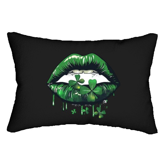 St Patrick Irish Green Lips Lumbar Pillows