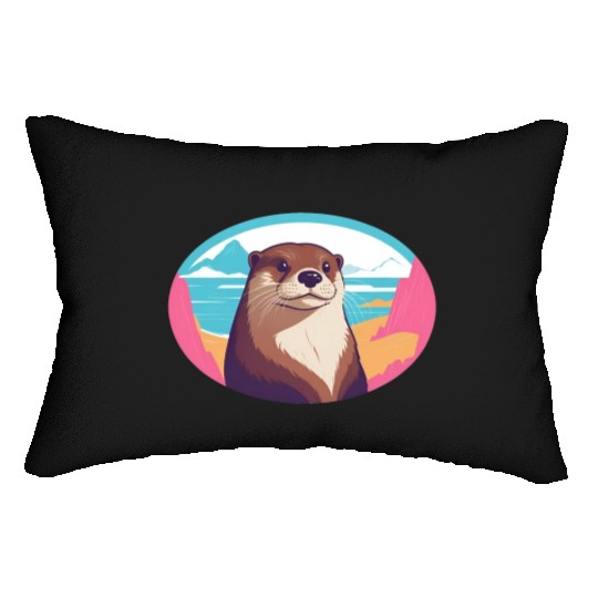 Synthwave Otter 2 Lumbar Pillows
