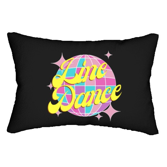 Line dance disco ball in fun neon party colors Lumbar Pillows