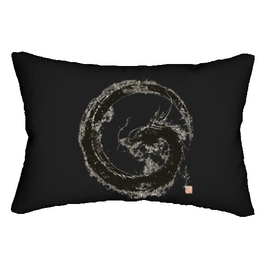 Majestic Dragon Silhouette Against Circular A Lumbar Pillows
