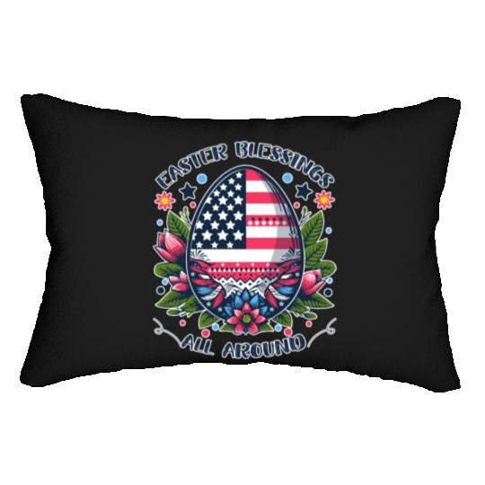 Easter Egg Flag - Easter Blessings All Around Lumbar Pillows