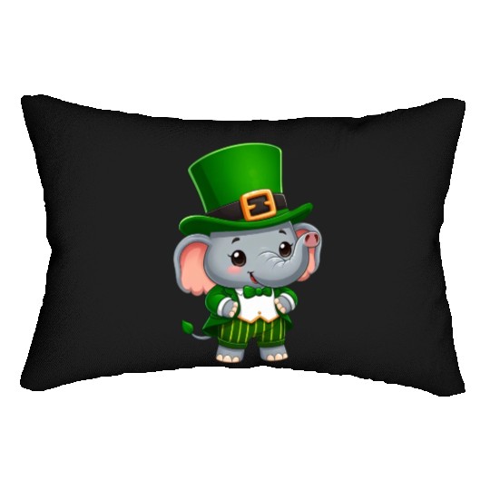 St. Patrick's Day Elephant Green Lumbar Pillows