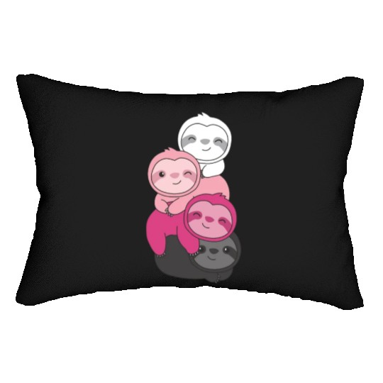 Transfem Flag Pride Lgbtq Cute Sloth Lumbar Pillows