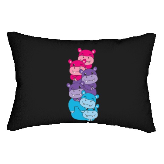 Androgynous Flag Pride Lgbtq Cute Hippo Lumbar Pillows