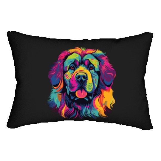 Watercolor Colorful Tibetan Mastiff Lumbar Pillows