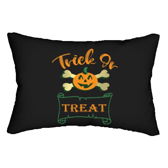 Trick or treat crossbones Halloween pumpkin Lumbar Pillows