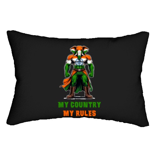 My country my rules India elephant Lumbar Pillows