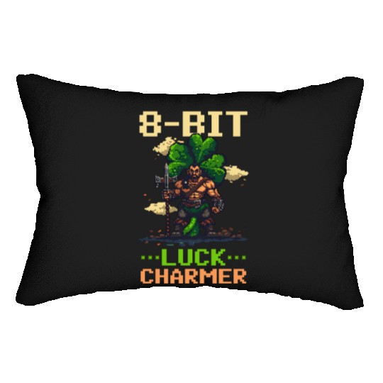 St. Patricks Day Gaming 8-Bit Luck Charmer Lumbar Pillows