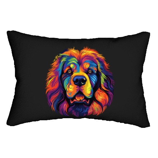 Watercolor Colorful Tibetan Mastiff Lumbar Pillows
