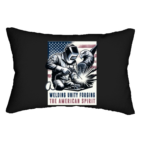 Welding Unity Forging The American Spirit USA Flag Lumbar Pillows