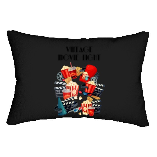 Popcorn Vintage Movie Night Lumbar Pillows