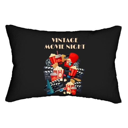 Popcorn Vintage Movie Night Lumbar Pillows