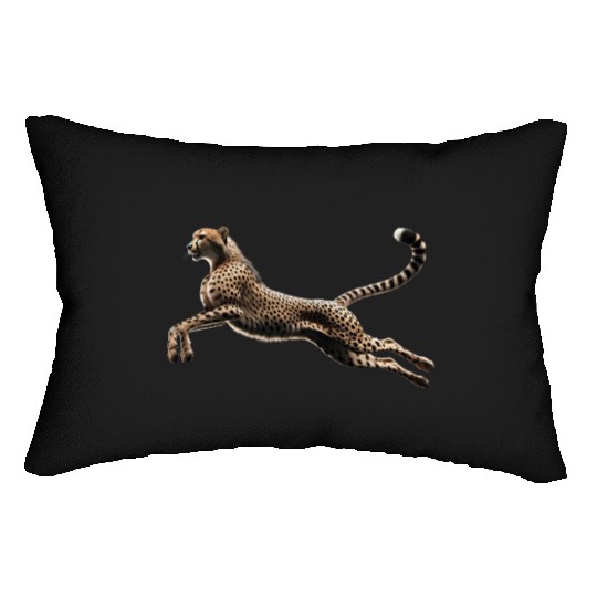 Realistic Cheetah in Mid-Leap Lumbar Pillows