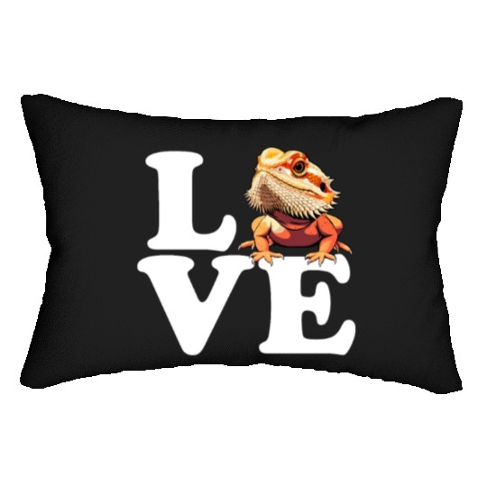 I love bearded dragon, reptile bearded Lumbar Pillows