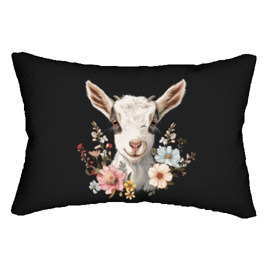 Goat Flowers Farmer Gift Lumbar Pillows