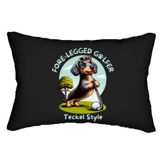 Cute Teckel Dog lovers and Golf players Lumbar Pillows