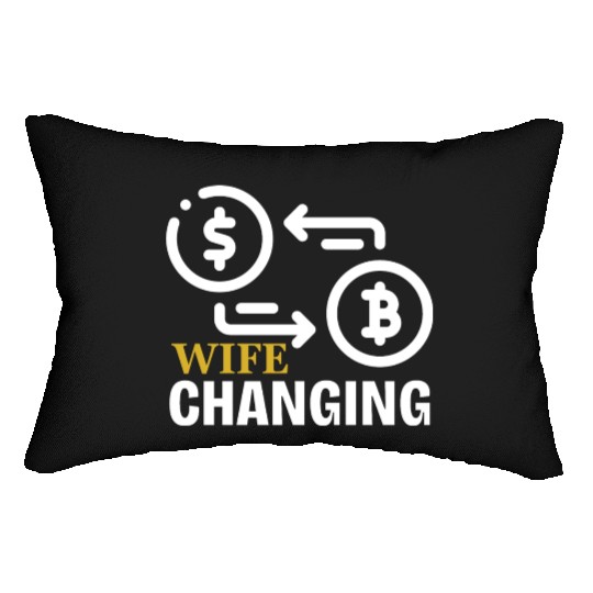 Black and Gold Wife Changing - Bitcoin Lumbar Pillows