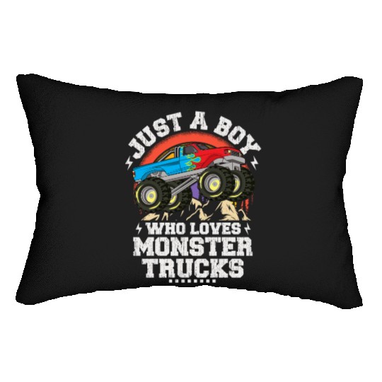 Just A Boy Who Loves Monster Trucks Toddler Kids Lumbar Pillows