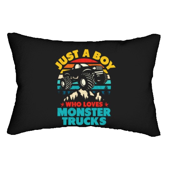 Just A Boy Who Loves Monster Trucks Toddler Kids Lumbar Pillows