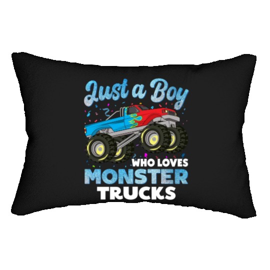 Just A Boy Who Loves Monster Trucks Toddler Kids Lumbar Pillows