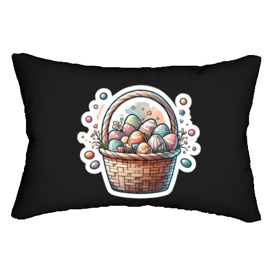 Cute Easter Egg Basket Soft Pastel Color Lumbar Pillows