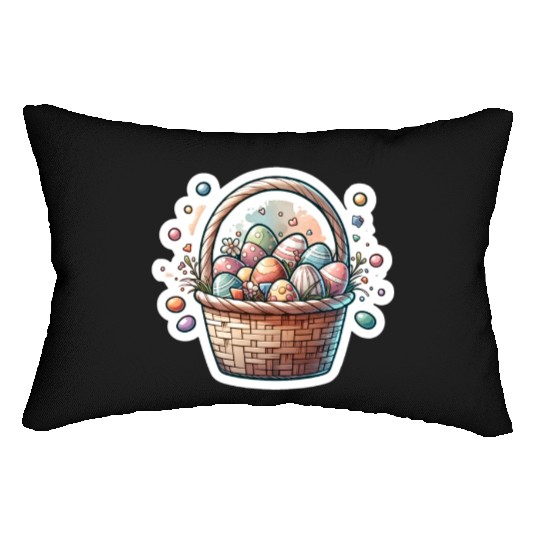 Cute Easter Egg Basket Soft Pastel Color Lumbar Pillows
