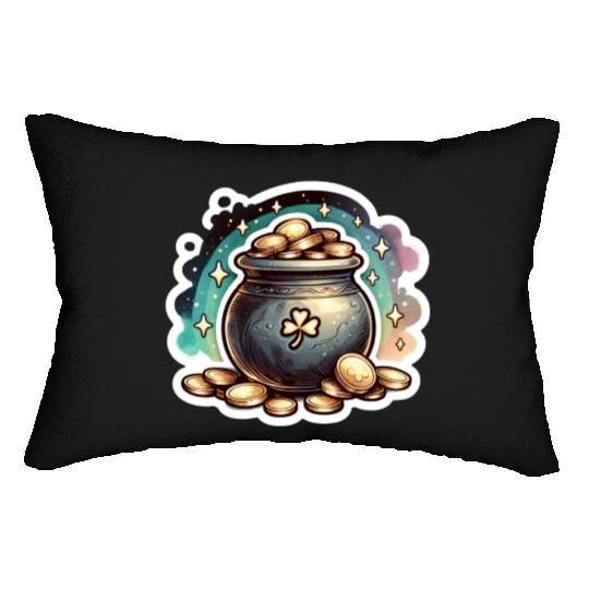 Saint Patrick's Day Sparkly Pot of Gold Lumbar Pillows